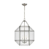 Morrison Medium Three Light Lantern LIGHTING - pendant Visual Comfort Brushed Nickel Clear Glass
