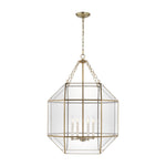 Morrison Large Four Light Lantern LIGHTING - pendant Visual Comfort Satin Brass Clear Glass