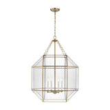 Morrison Large Four Light Lantern LIGHTING - pendant Visual Comfort Satin Brass Clear Glass