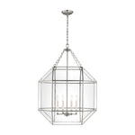 Morrison Large Four Light Lantern LIGHTING - pendant Visual Comfort Brushed Nickel Clear Glass