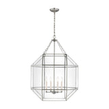 Morrison Large Four Light Lantern LIGHTING - pendant Visual Comfort Brushed Nickel Clear Glass