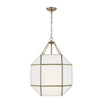 Morrison Medium Three Light Lantern LIGHTING - pendant Visual Comfort Satin Brass White Glass