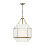 Morrison Medium Three Light Lantern LIGHTING - pendant Visual Comfort Satin Brass White Glass
