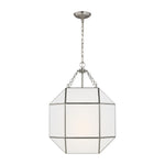 Morrison Medium Three Light Lantern LIGHTING - pendant Visual Comfort Brushed Nickel White Glass