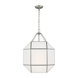 Morrison Medium Three Light Lantern LIGHTING - pendant Visual Comfort Brushed Nickel White Glass
