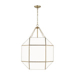 Morrison Large Four Light Lantern LIGHTING - pendant Visual Comfort Satin Brass White Glass