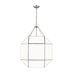 Morrison Large Four Light Lantern LIGHTING - pendant Visual Comfort Brushed Nickel White Glass