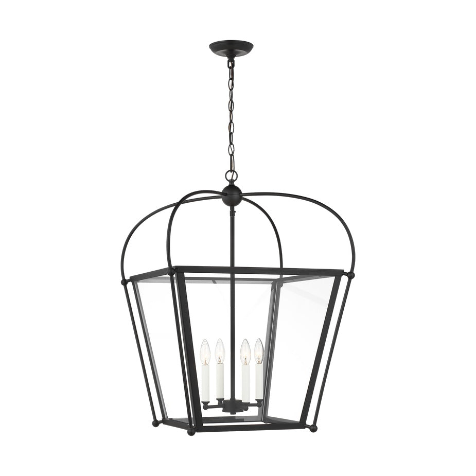 Charleston Small Four Light Lantern LIGHTING - pendant Visual Comfort Midnight Black