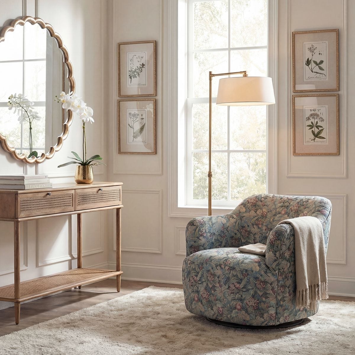 Anselle Swivel Chair FURNITURE - lounge chair Uttermost