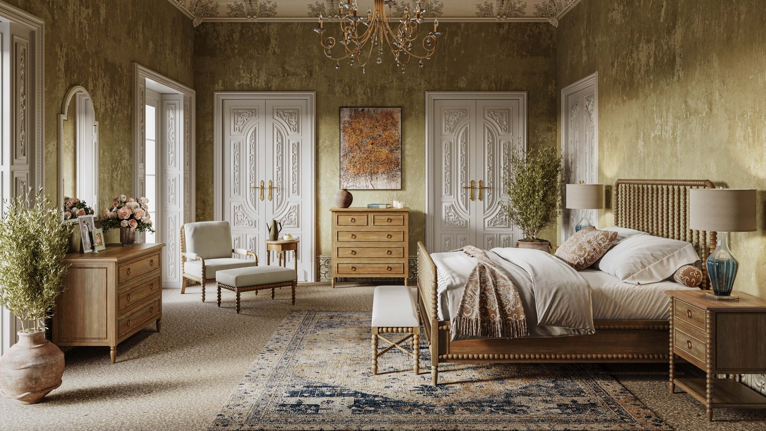 Cholet 2 Drawer Bedside Table FURNITURE - nightstand Bramble