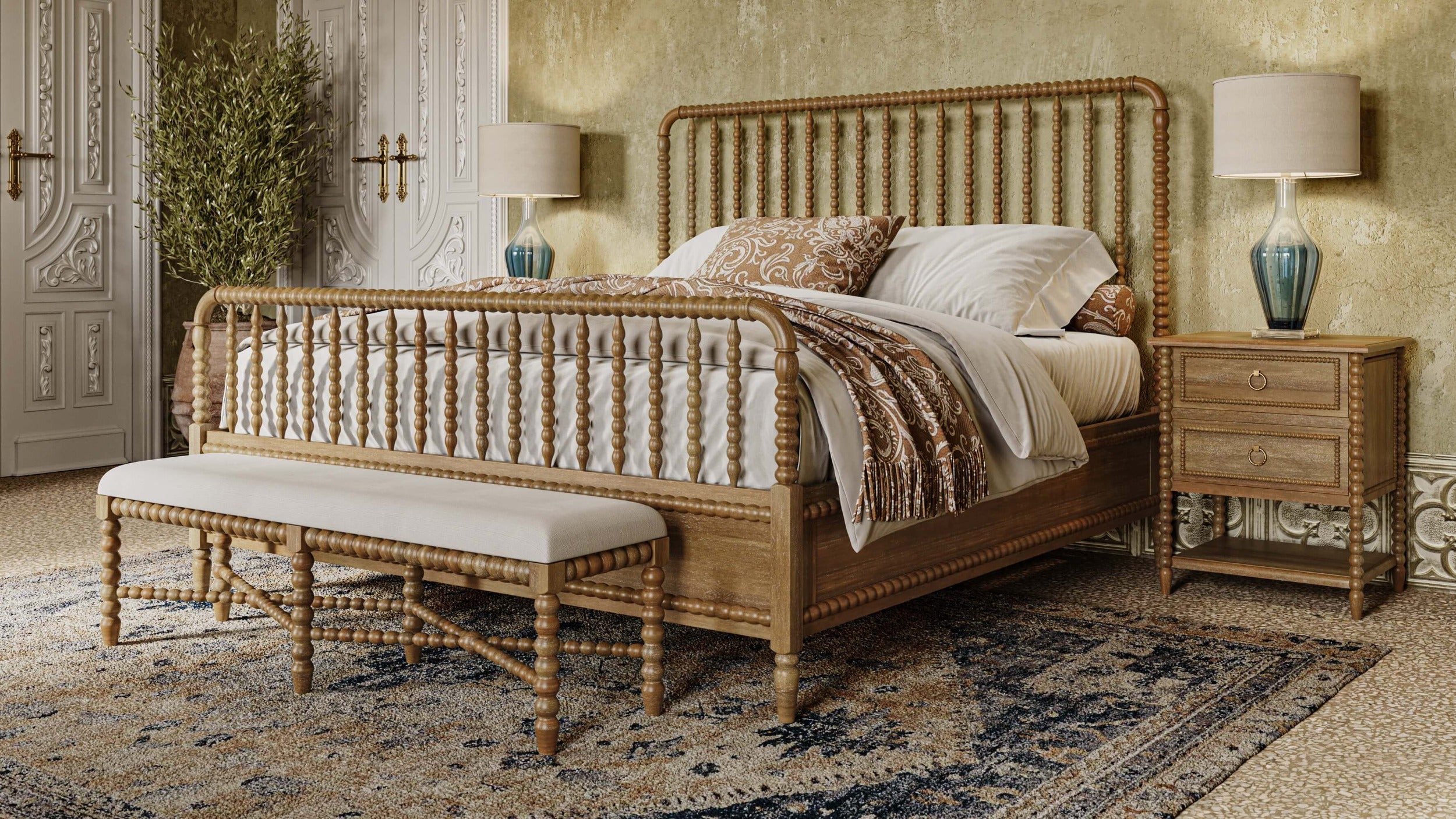 Cholet 2 Drawer Bedside Table FURNITURE - nightstand Bramble