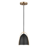 Norman One Light Mini-Pendant LIGHTING - pendant Visual Comfort Midnight Black Satin Brass