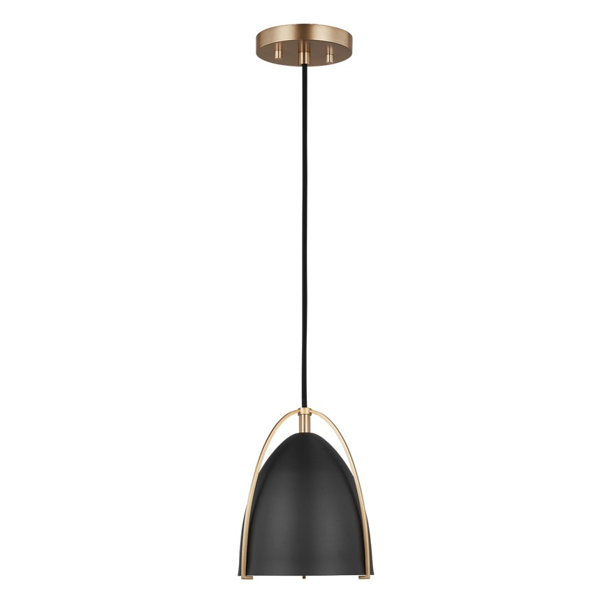 Norman One Light Mini-Pendant LIGHTING - pendant Visual Comfort Midnight Black Satin Brass