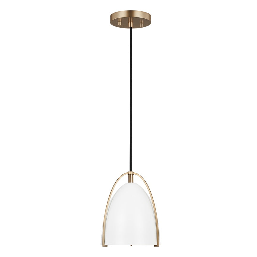Norman One Light Mini-Pendant LIGHTING - pendant Visual Comfort Matte White Satin Brass