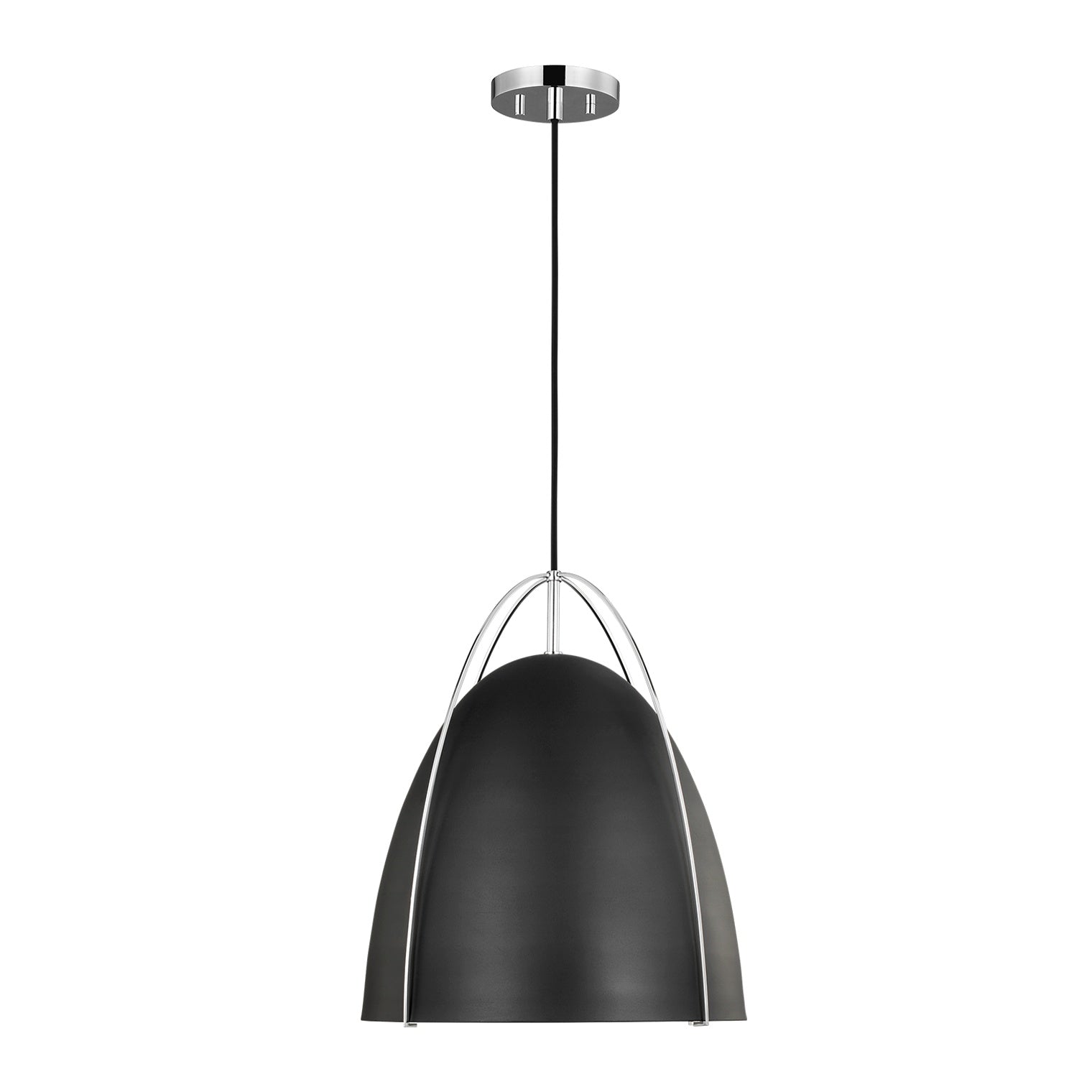 Norman Large One Light Pendant LIGHTING - pendant Visual Comfort Midnight Black Chrome