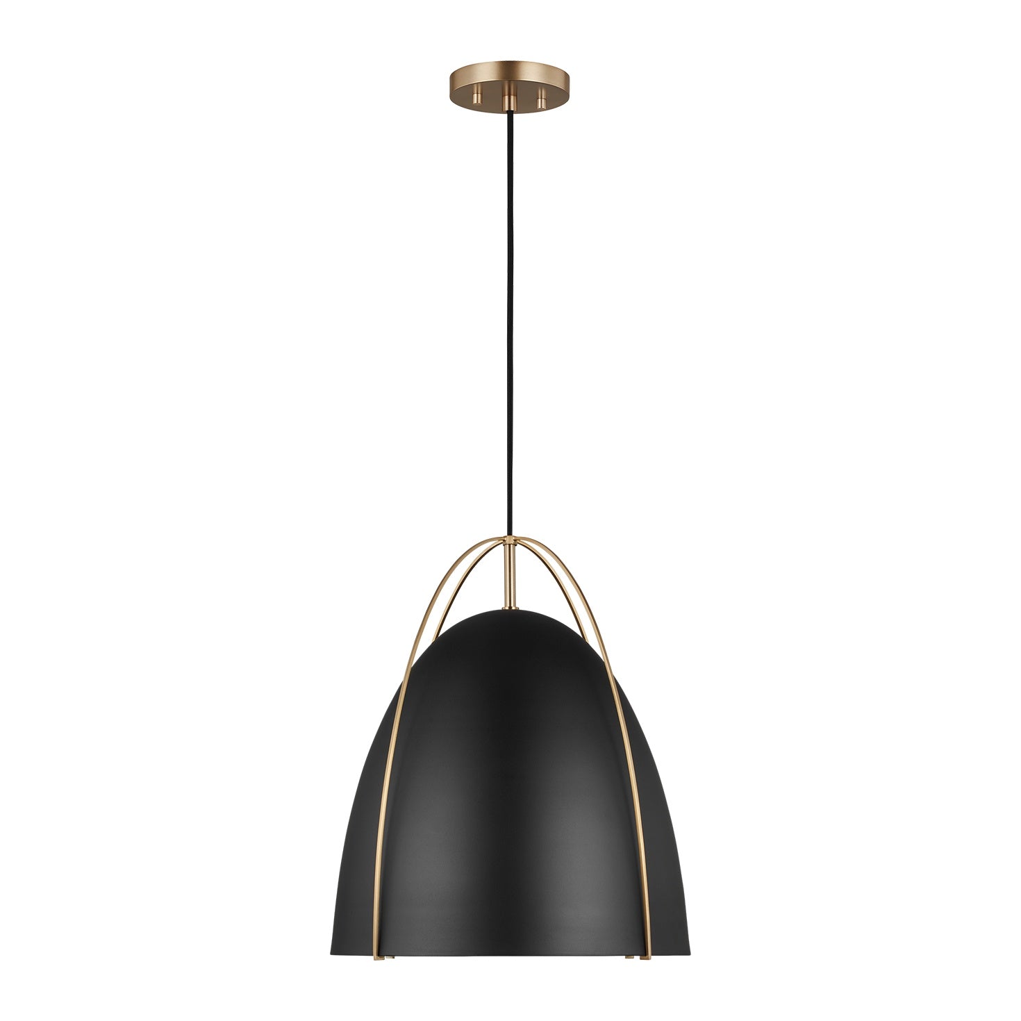 Norman Large One Light Pendant LIGHTING - pendant Visual Comfort Midnight Black Satin Brass