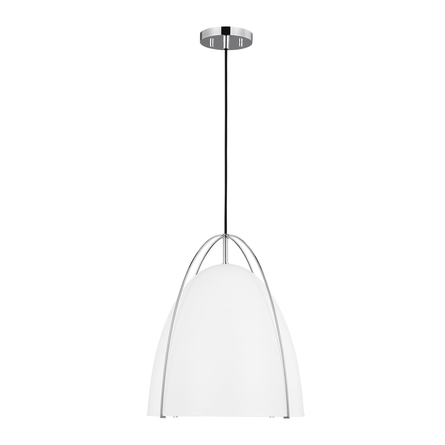 Norman Medium One Light Pendant LIGHTING - pendant Visual Comfort Matte White Chrome
