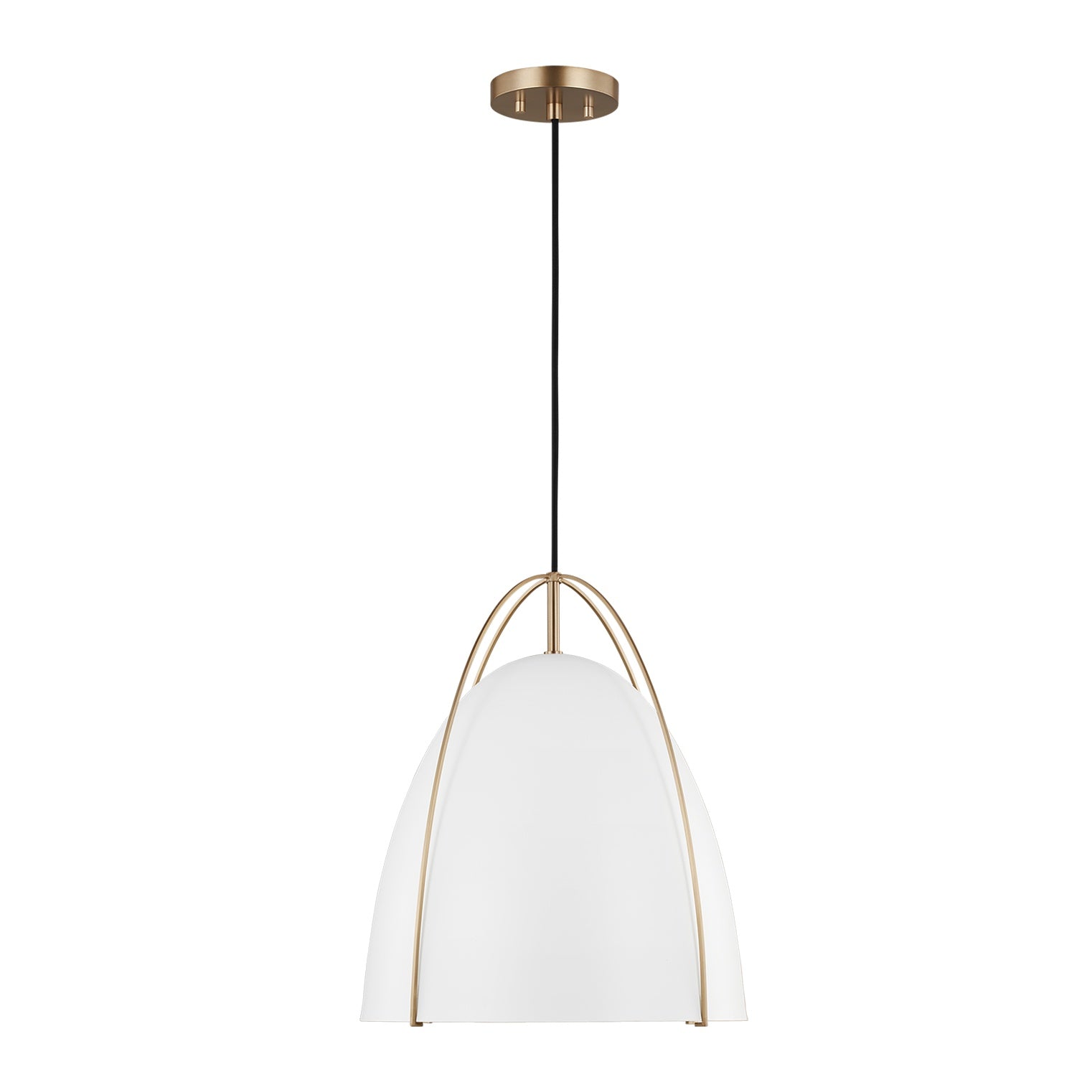 Norman Medium One Light Pendant LIGHTING - pendant Visual Comfort Matte White Satin Brass