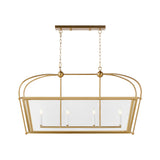 Charleston Four Light Linear Lantern LIGHTING - chandelier Visual Comfort Satin Brass