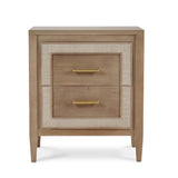 Belgravia Bedside Table FURNITURE - nightstand Bramble Sandbar w/ White Inset Rattan