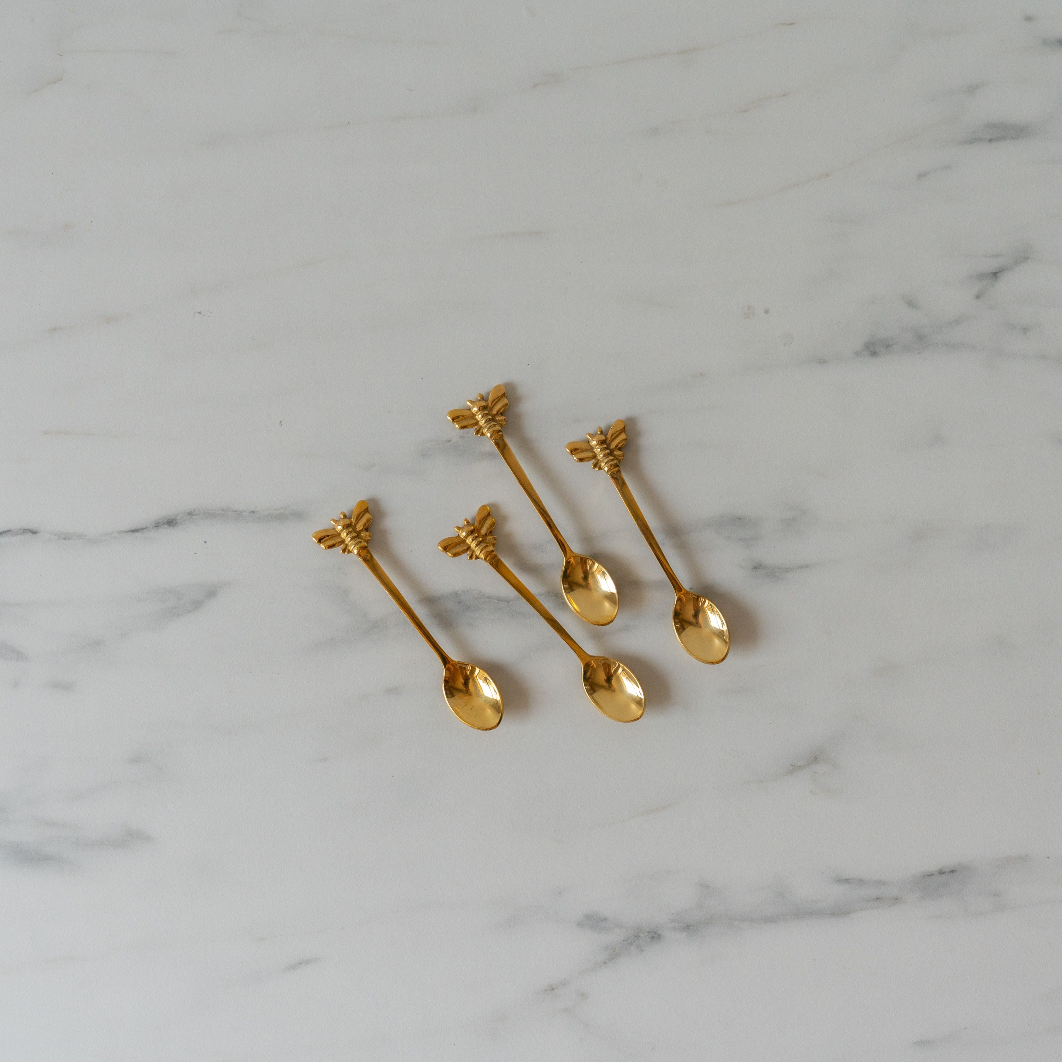 Bee Handle Brass Spoon Set- Rug & Weave