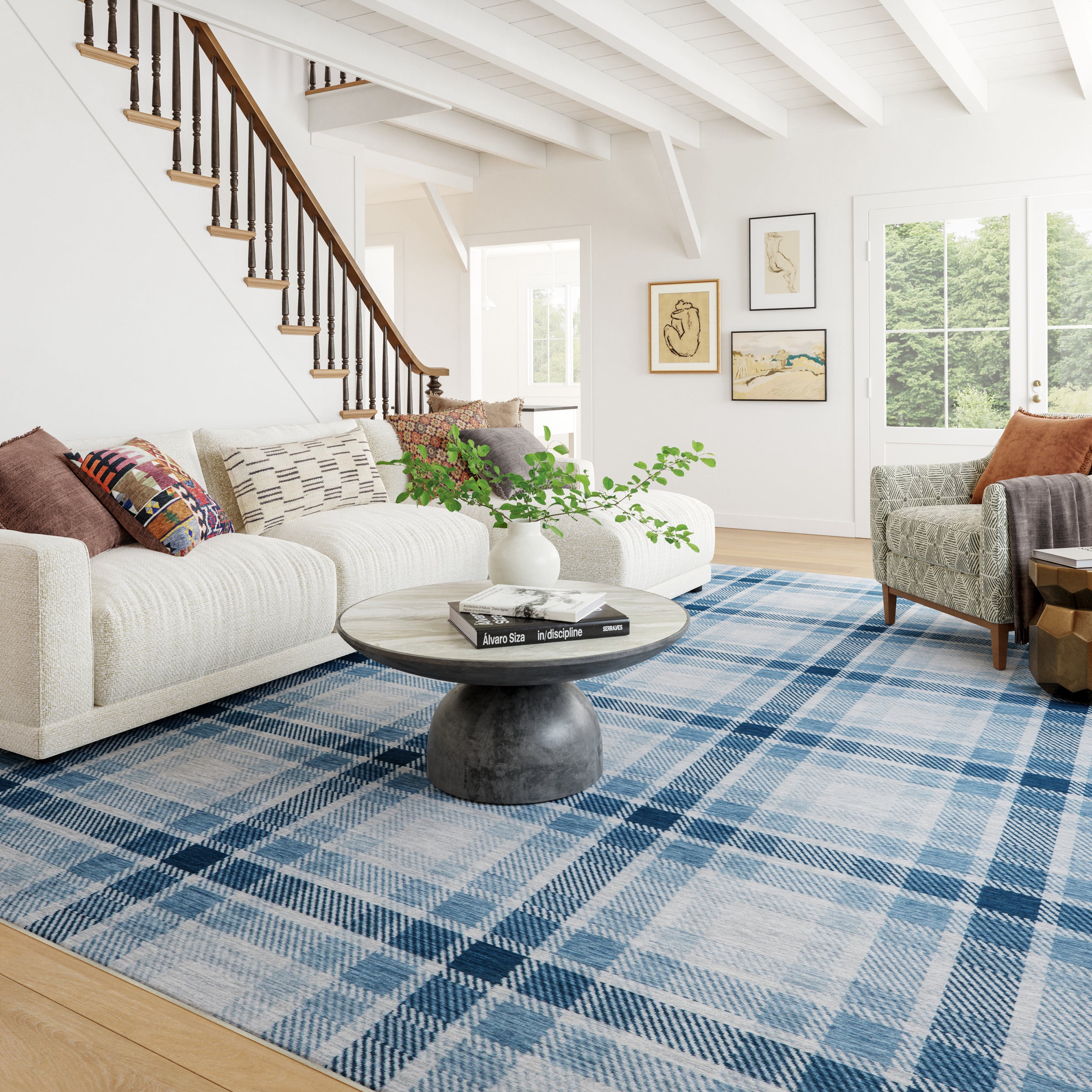 Andri Modern Plaid Machine Washable Rug RUGS - synthetic Dash & Albert
