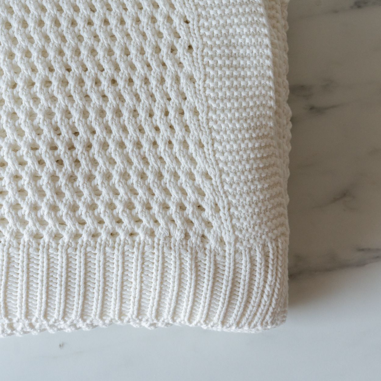 White Honeycomb Knit Throw Blanket- Rug & Weave