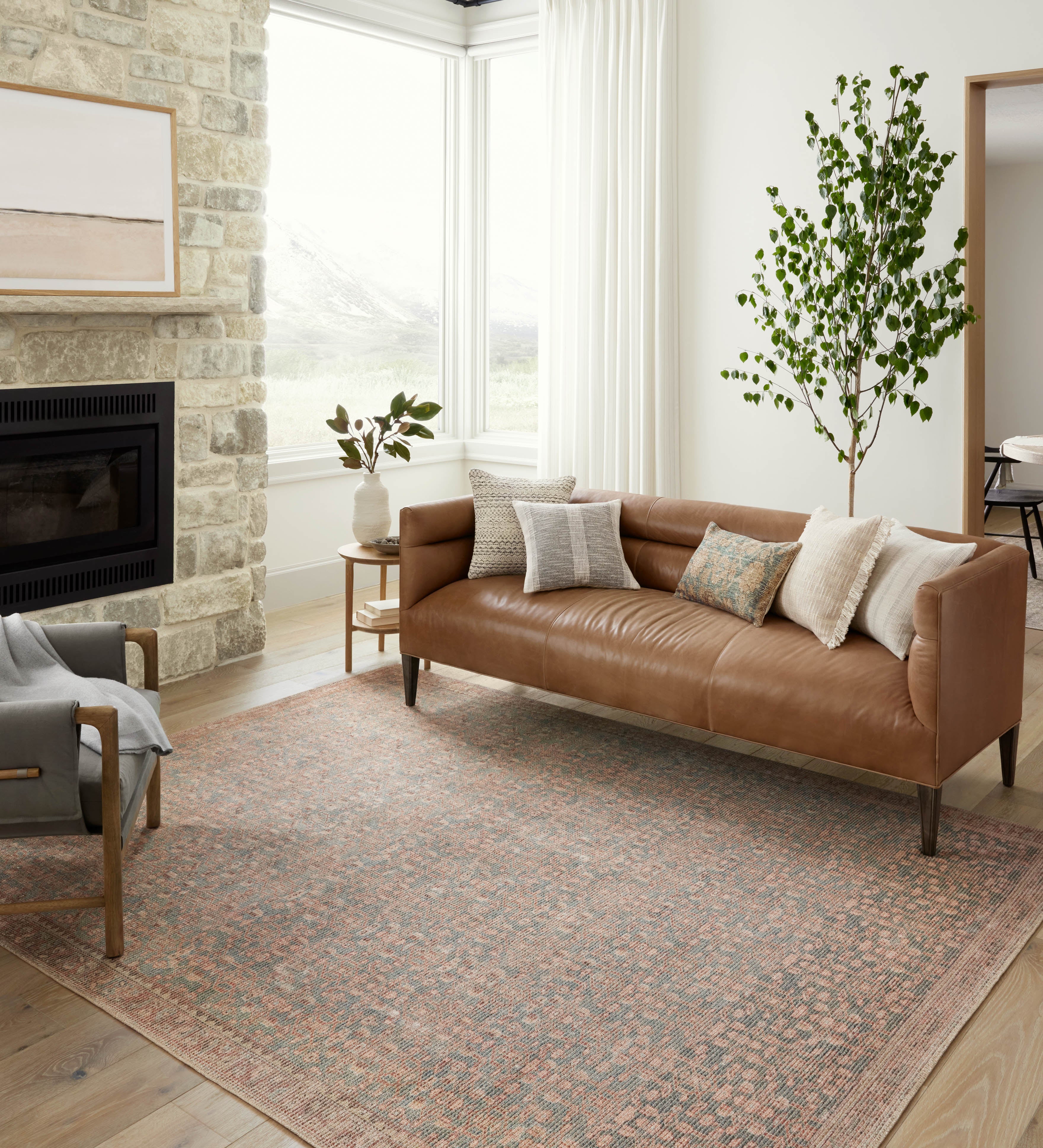 Angela Rose x Loloi Aubrey Blue/ Terracotta Rug 0-RUGS Loloi