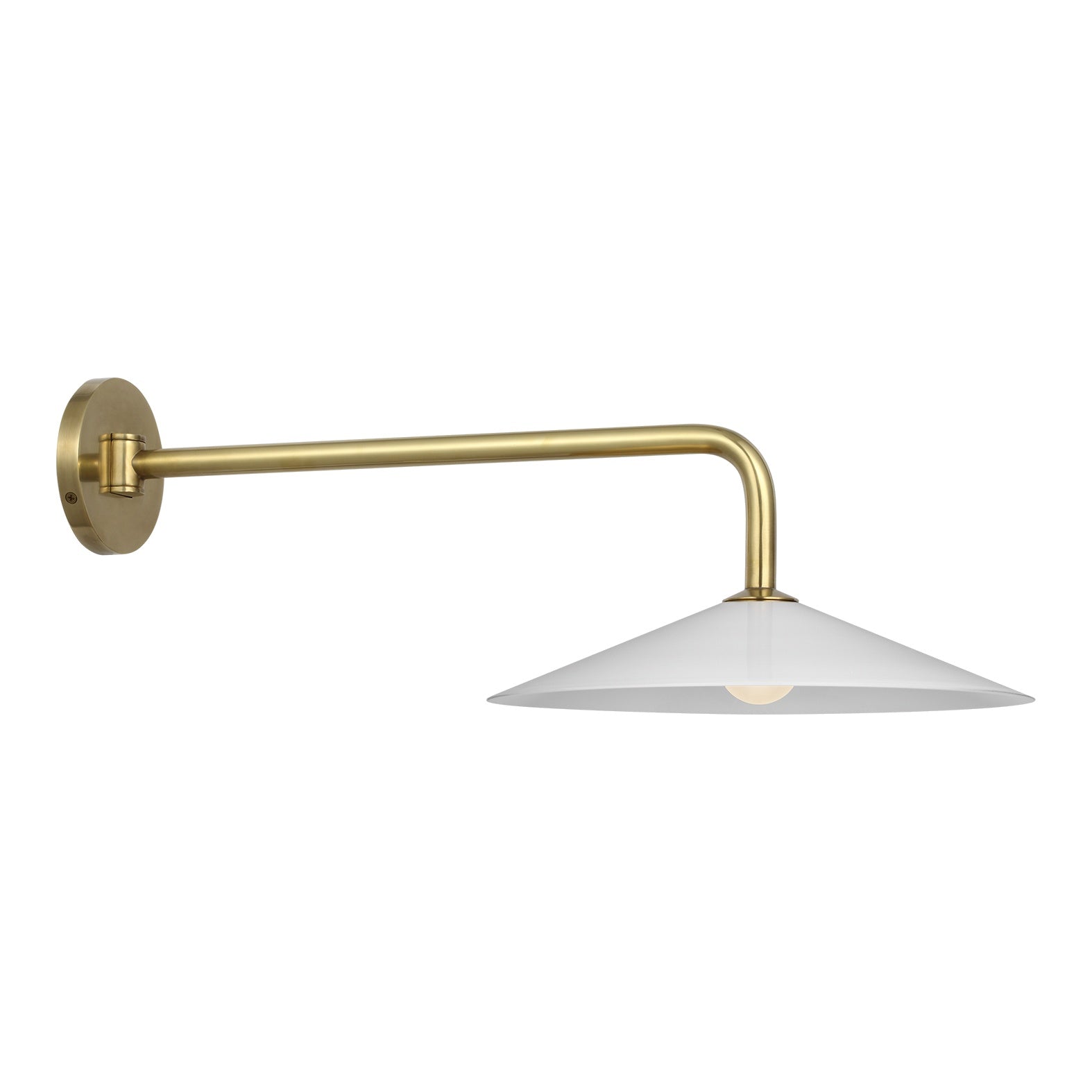 Ponce 9" Articulating Sconce LIGHTING - sconce Visual Comfort - Signature Hand-Rubbed Antique Brass White Glass