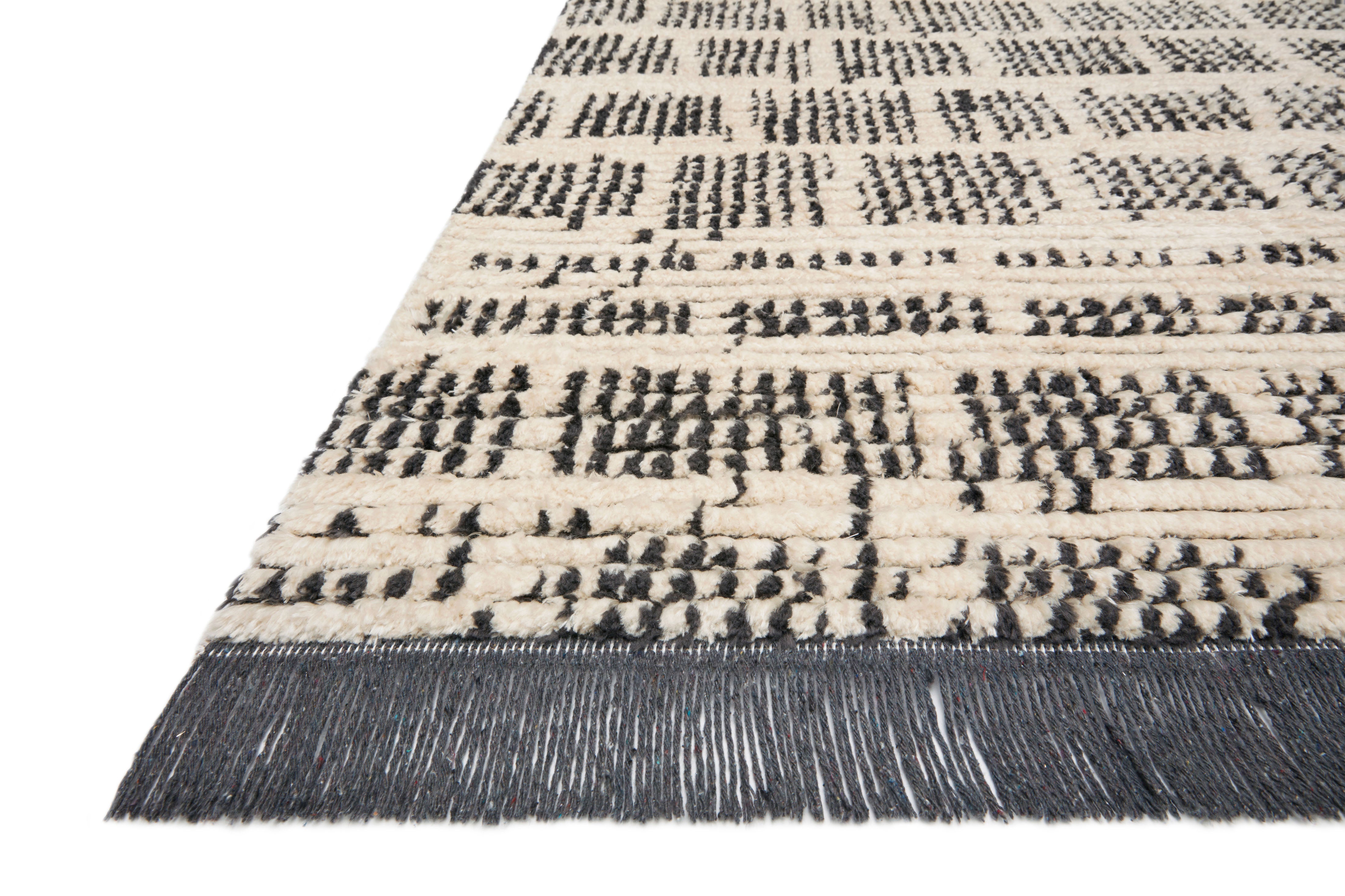 Chris Loves Julia x Loloi Alice Cream / Charcoal Rug No.2 RUGS - synthetic Loloi