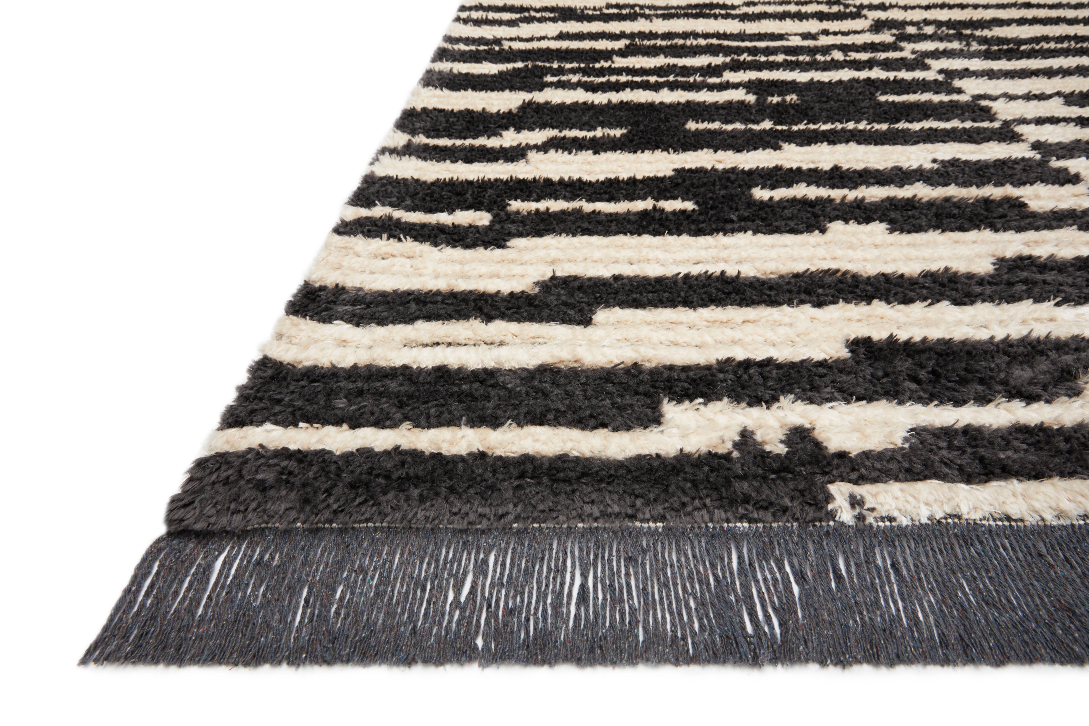 Chris Loves Julia x Loloi Alice Cream / Charcoal Rug No.3 RUGS - synthetic Loloi