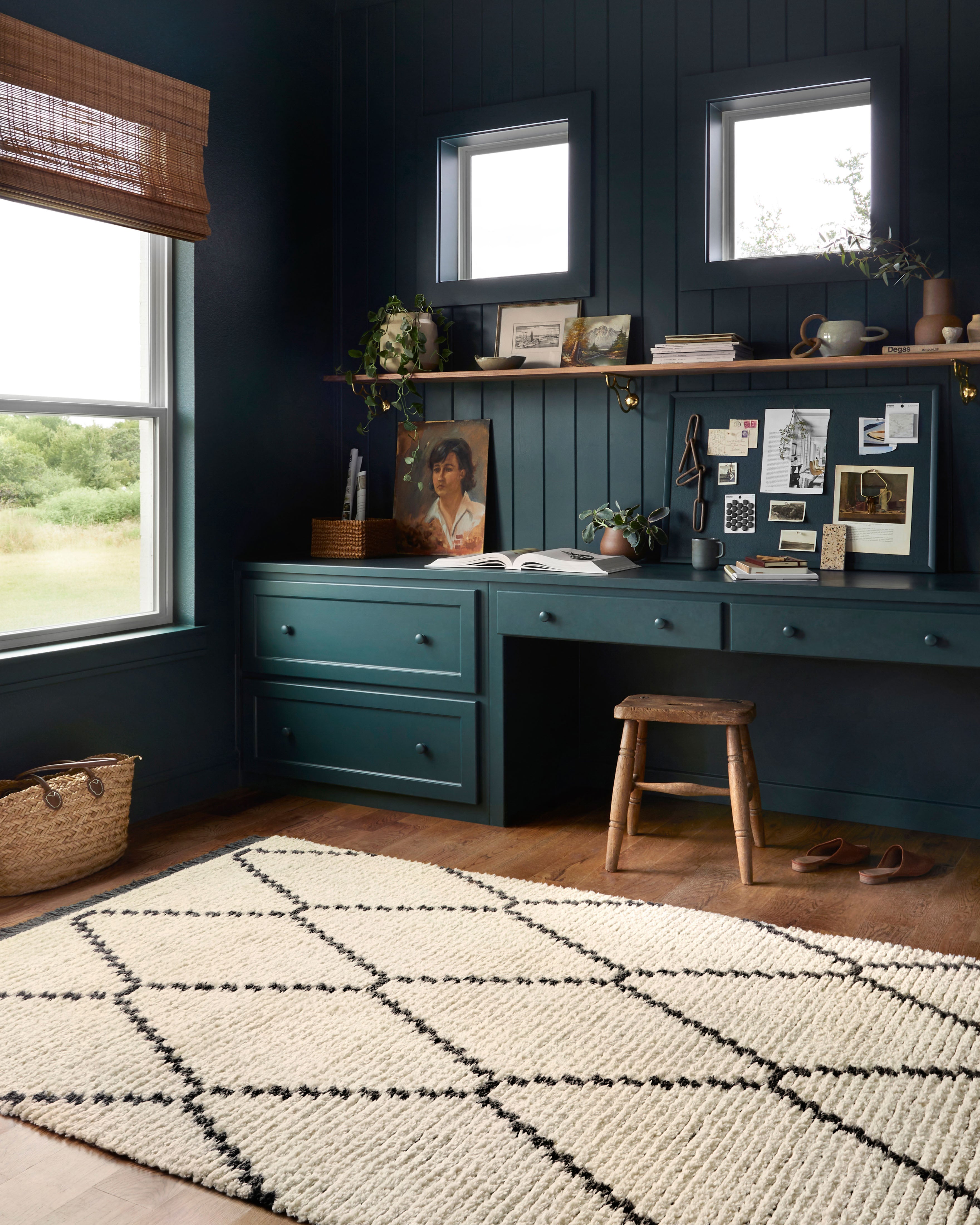 Chris Loves Julia x Loloi Alice Cream / Charcoal Rug No.4 RUGS - synthetic Loloi