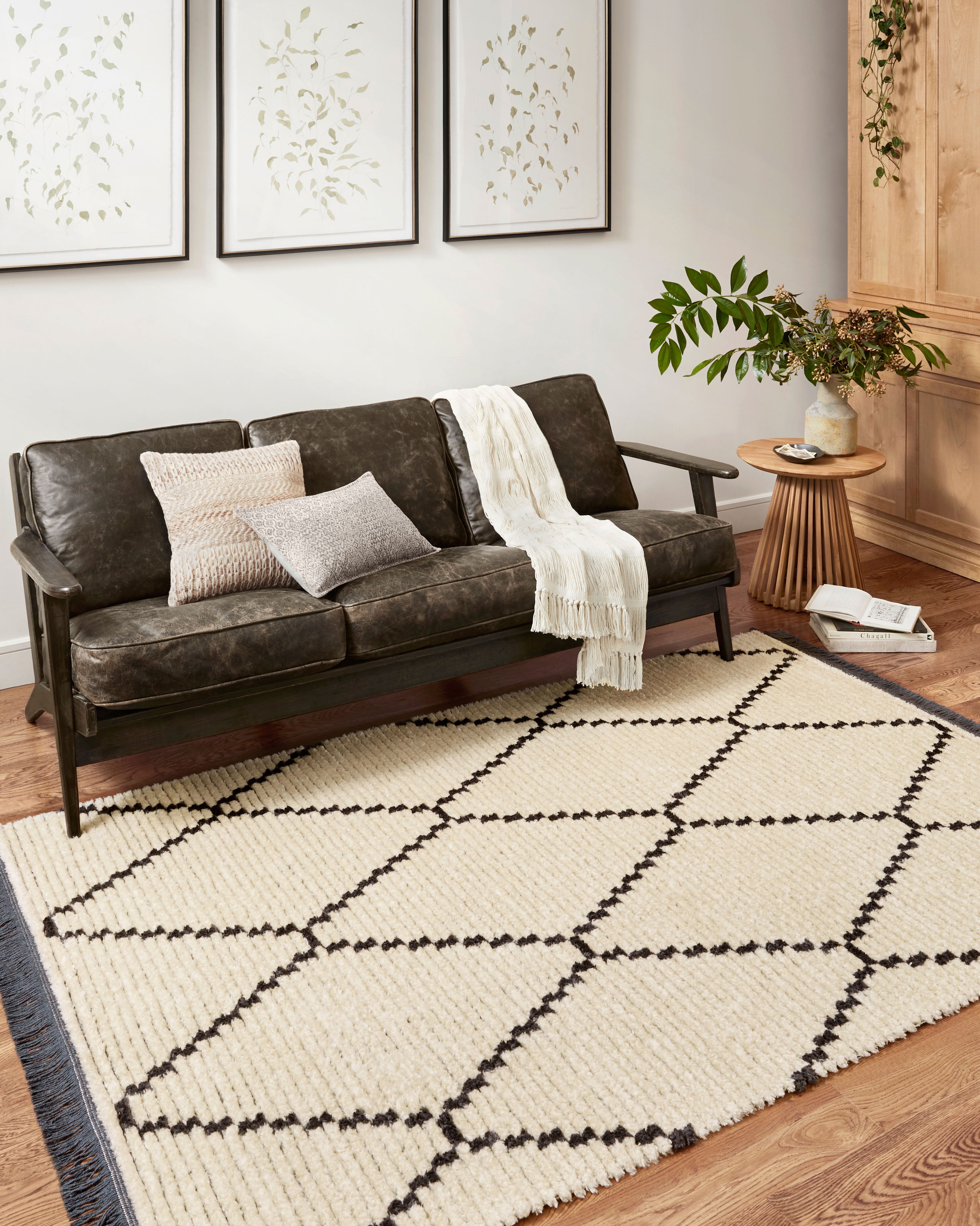 Chris Loves Julia x Loloi Alice Cream / Charcoal Rug No.4 RUGS - synthetic Loloi