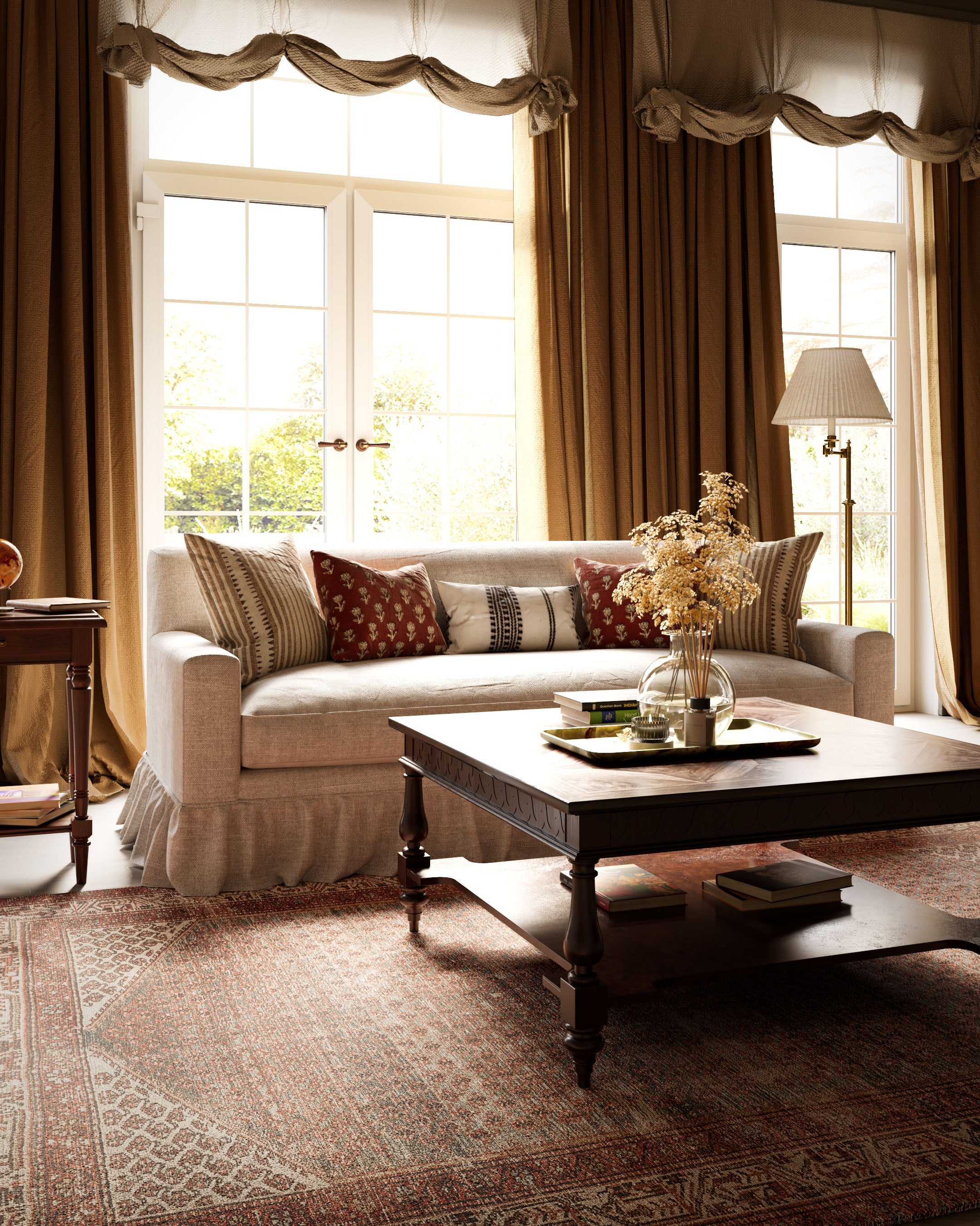 Ariyah Brick / Blue Rug RUGS - synthetic Momeni