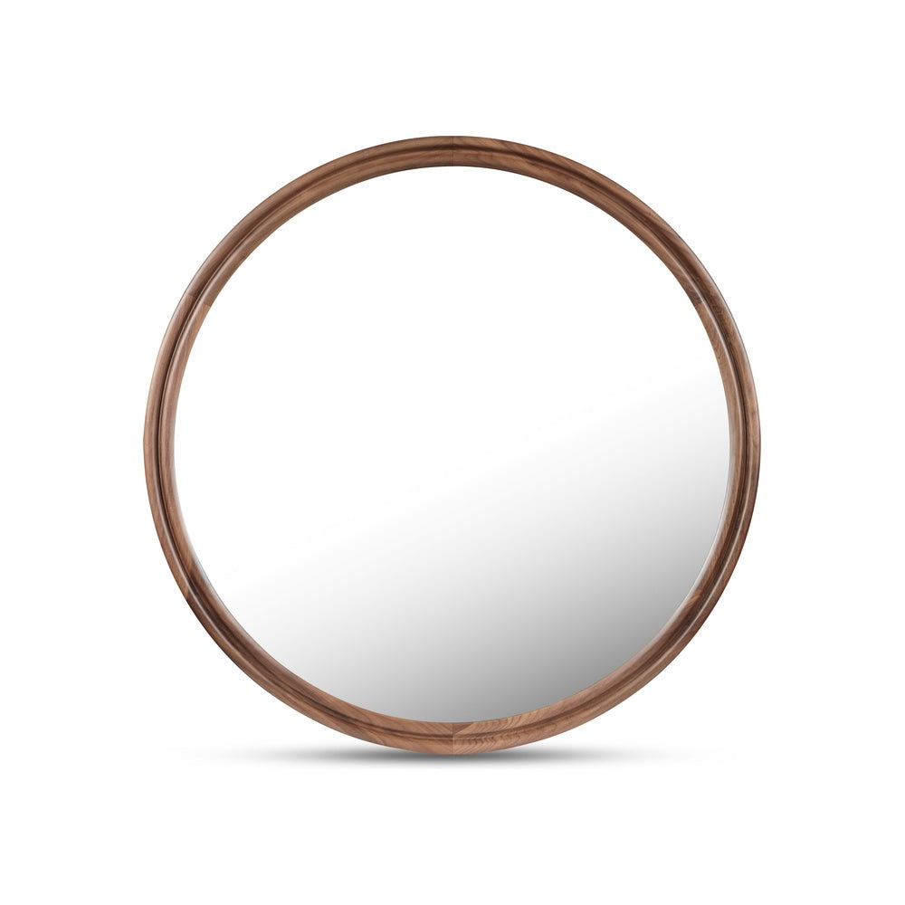 Alban Round Mirror MIRROR - wall mirror Moe's Furniture Walnut Large