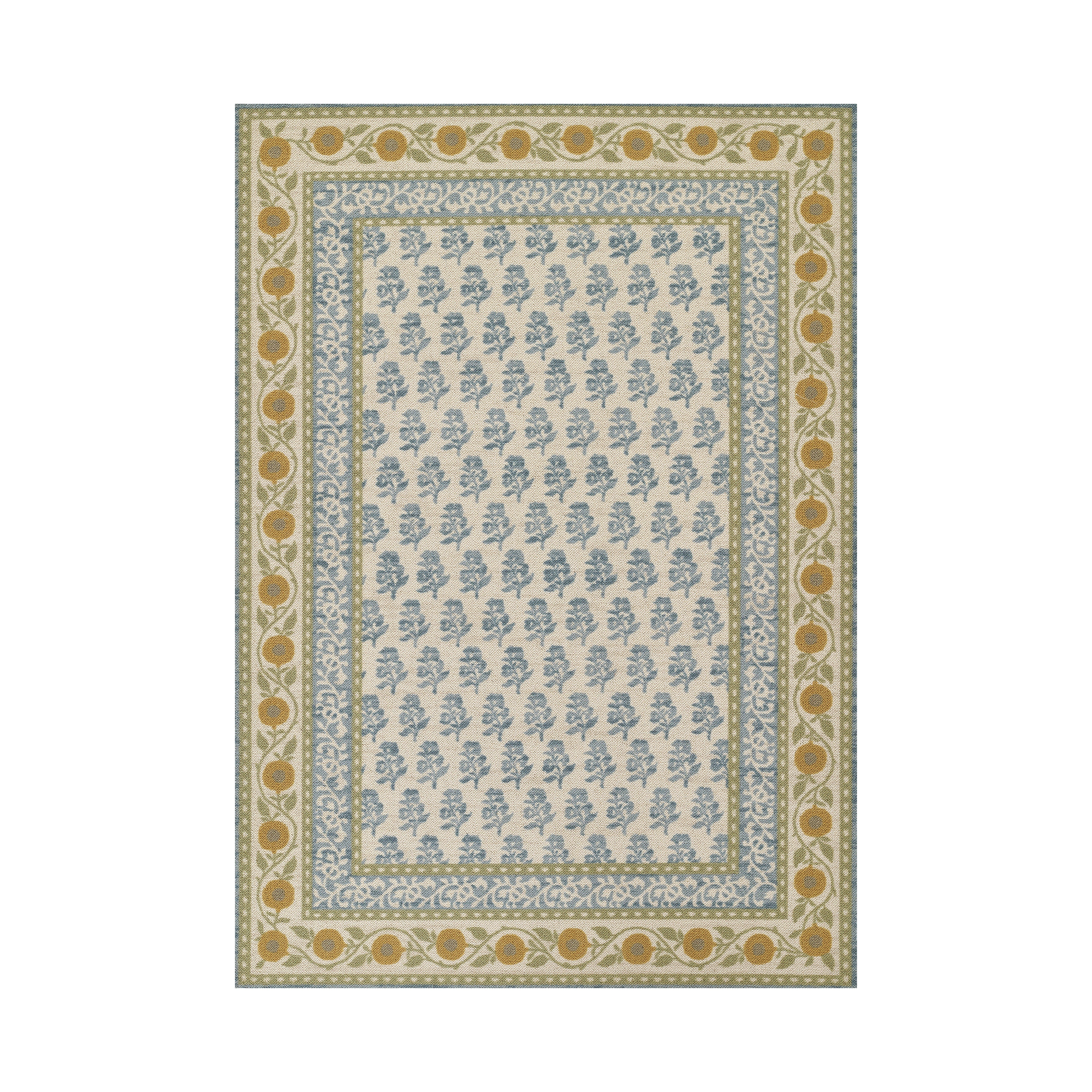 Bellbury Block Print Rug RUGS - wool Momeni Blue 2' x 3'