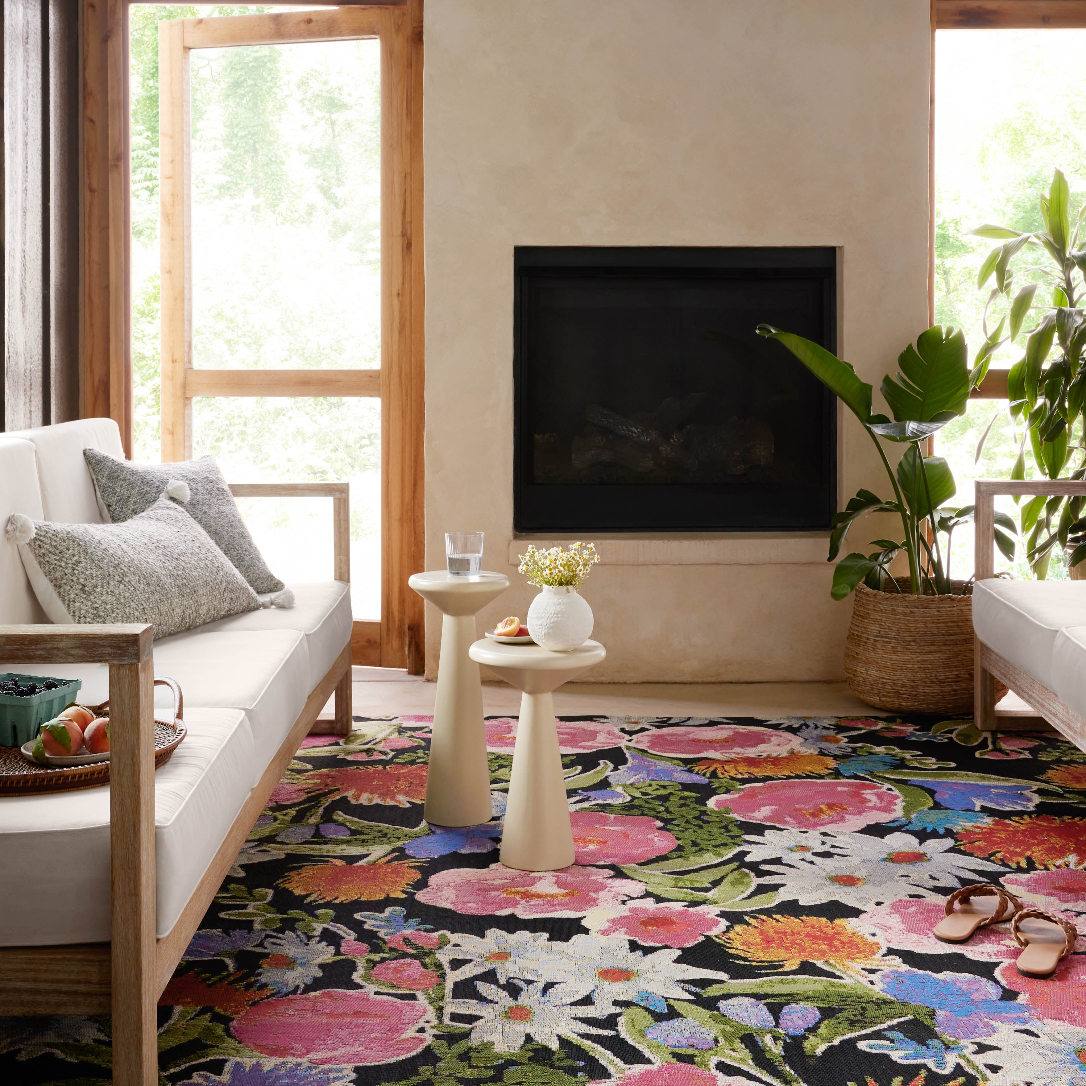 Loloi Botanical Black / Multi Rug RUGS - synthetic Loloi