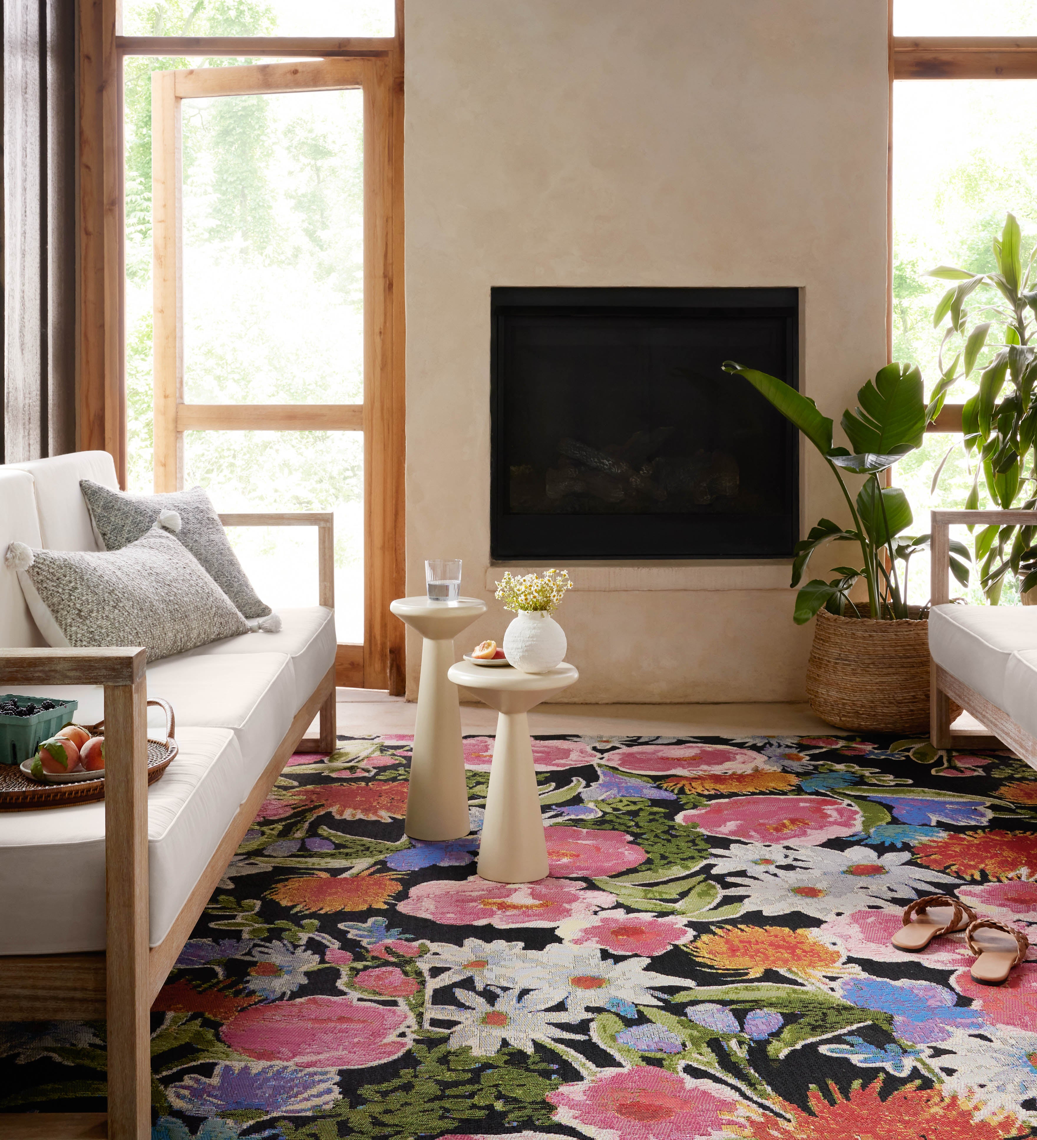 Loloi Botanical Black / Multi Rug RUGS - synthetic Loloi