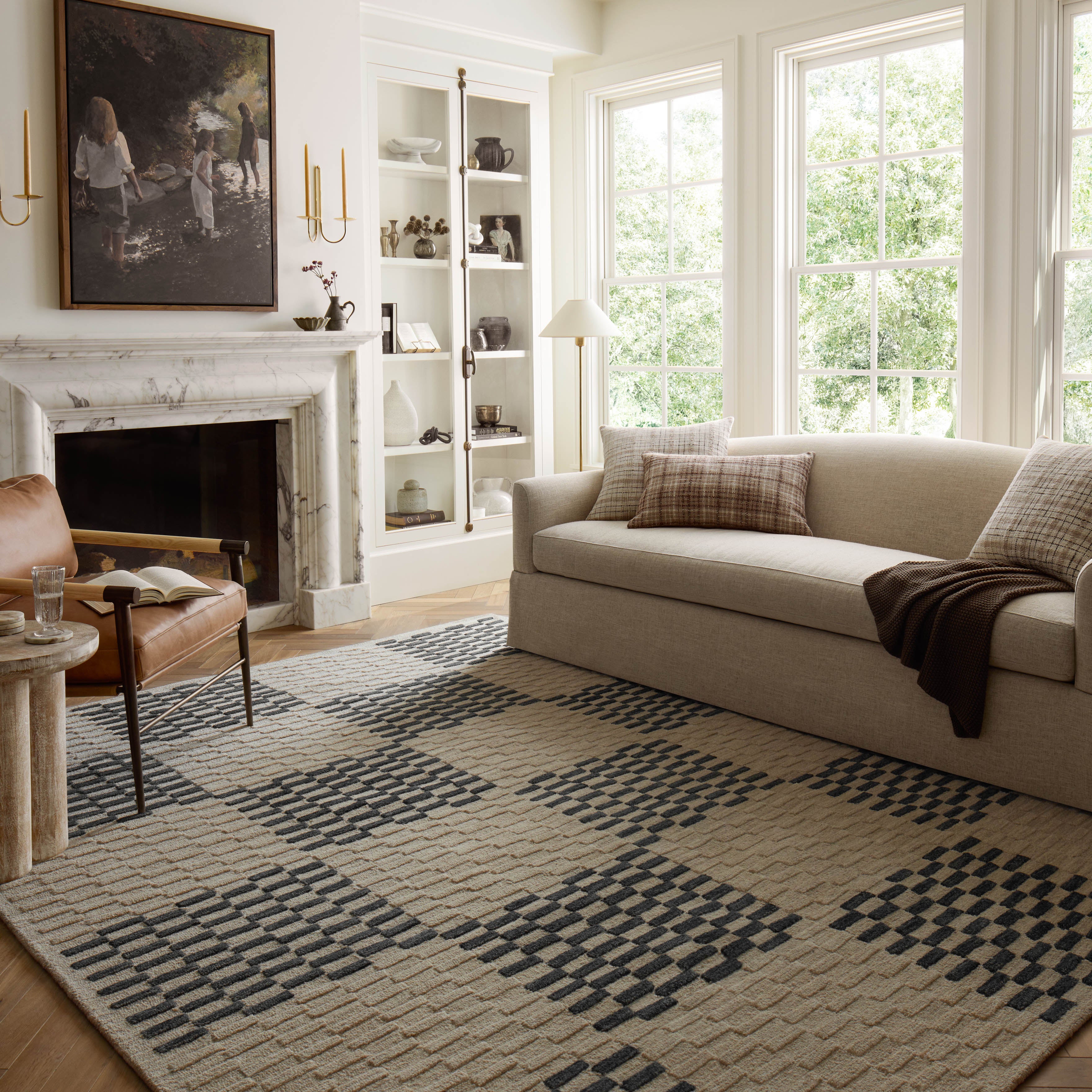 Chris Loves Julia x Loloi Bradley Beige / Midnight Rug 0-RUGS-wool Loloi