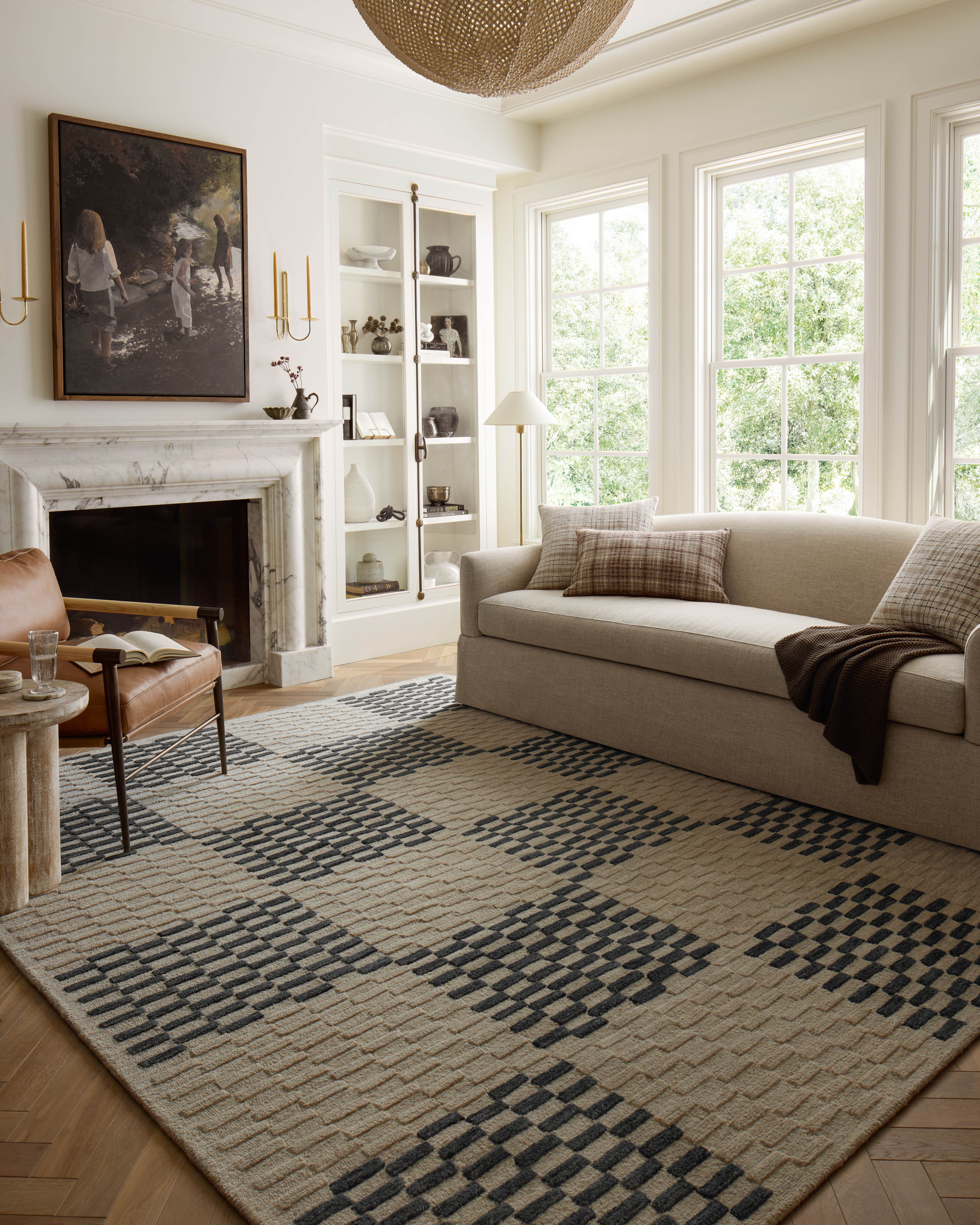 Chris Loves Julia x Loloi Bradley Beige / Midnight Rug 0-RUGS-wool Loloi