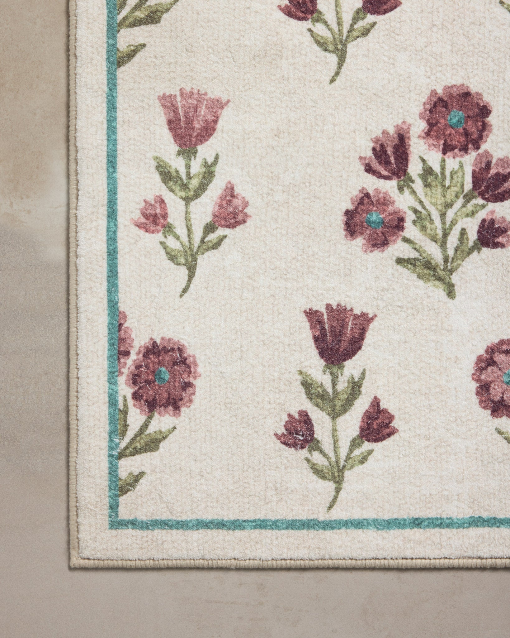 Chris Loves Julia x Loloi Clove Ivory / Plum Bath Mat - Rug & Weave