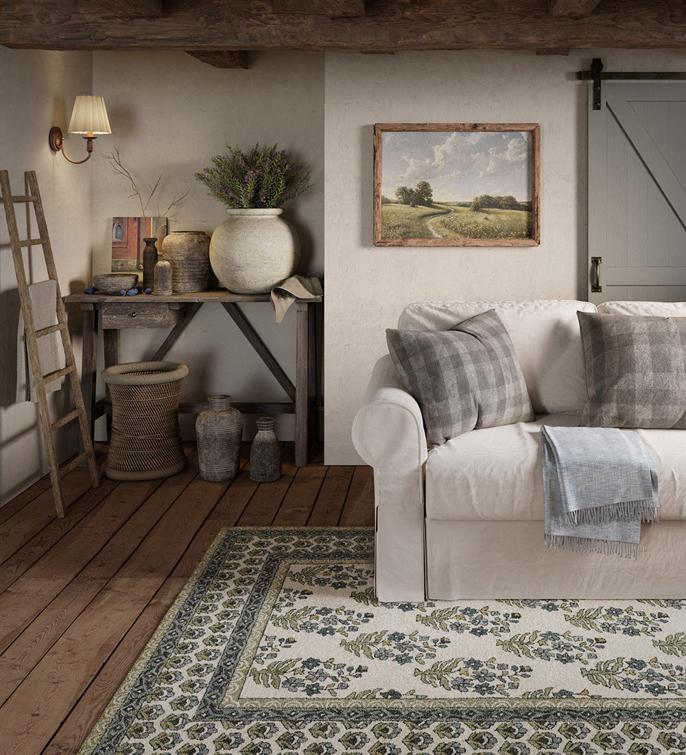 Cotswold Block Print Hand Tufted Rug RUGS - wool Momeni