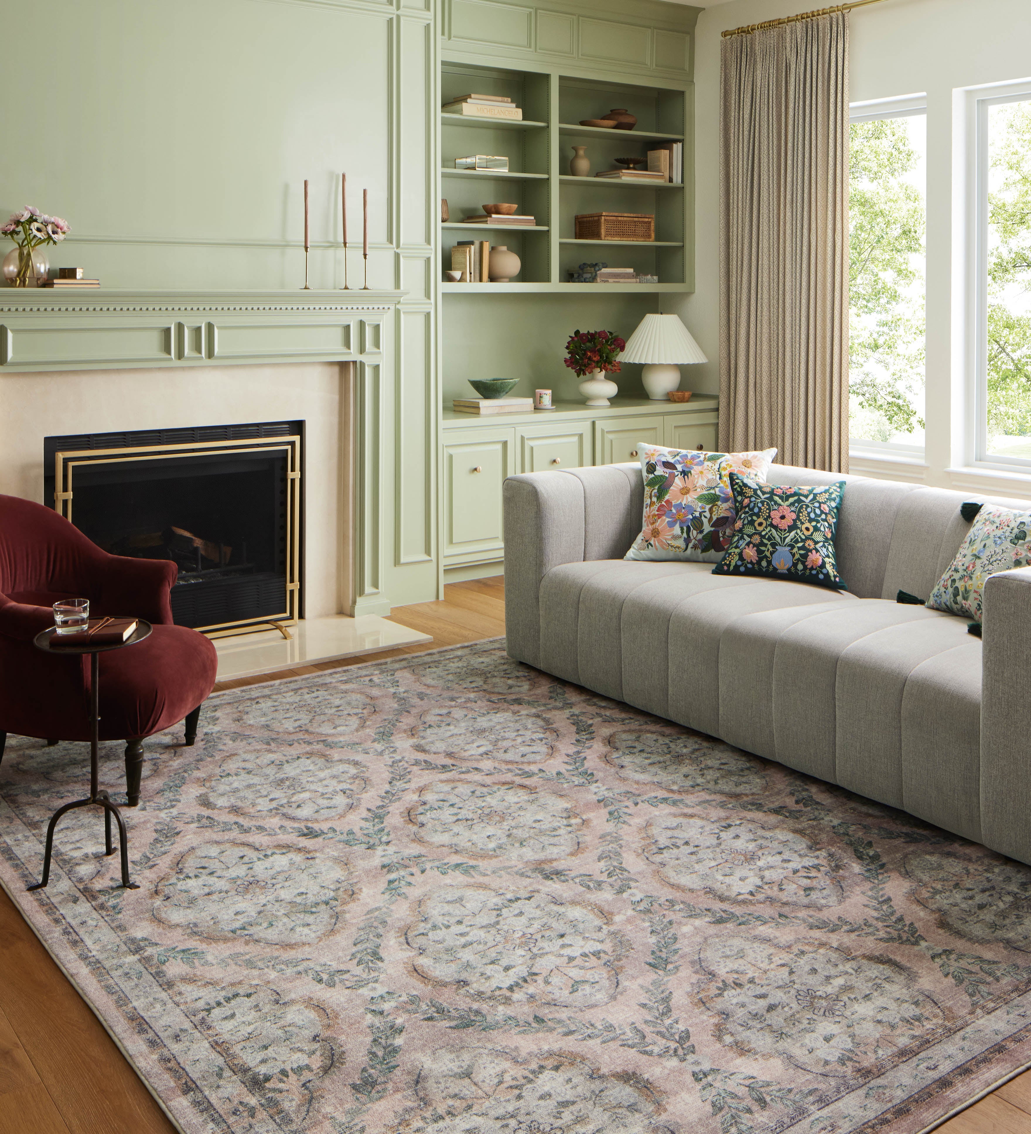 Rifle Paper Co. x Loloi Courtyard Chateau Blush Rug 3-patterned rugs Loloi
