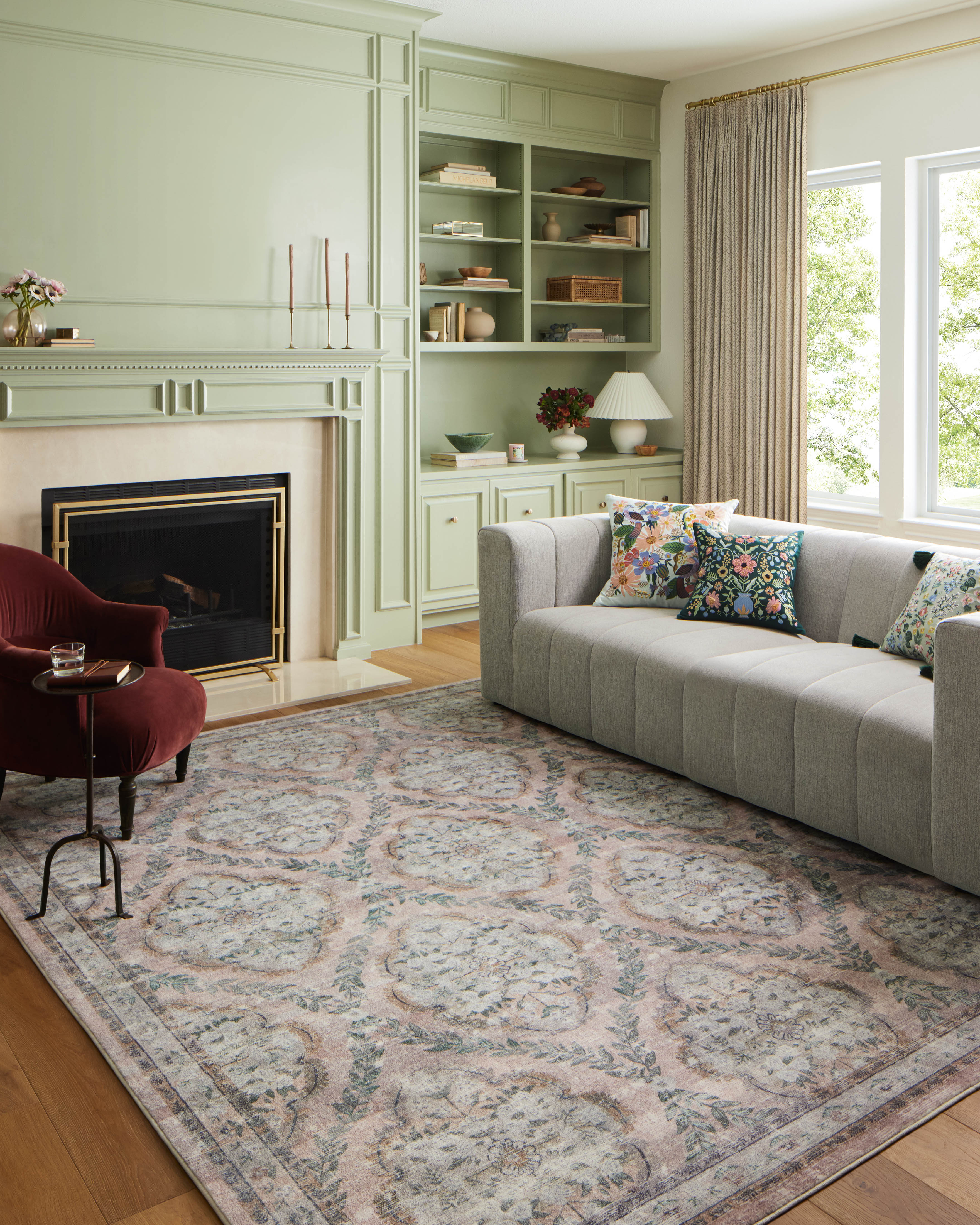 Rifle Paper Co. x Loloi Courtyard Chateau Blush Rug 3-patterned rugs Loloi