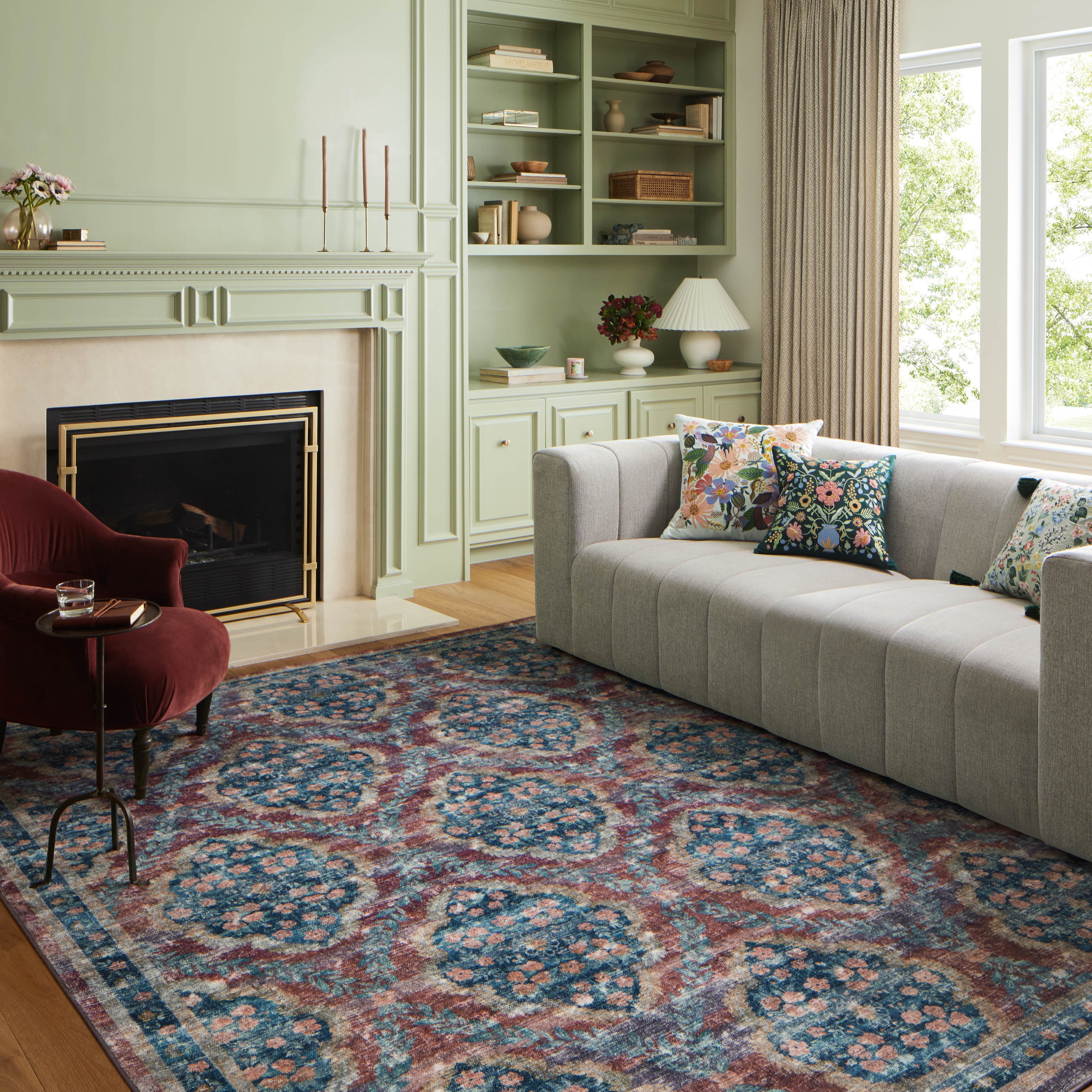 Rifle Paper Co. x Loloi Courtyard Chateau Red Rug 3-patterned rugs Loloi