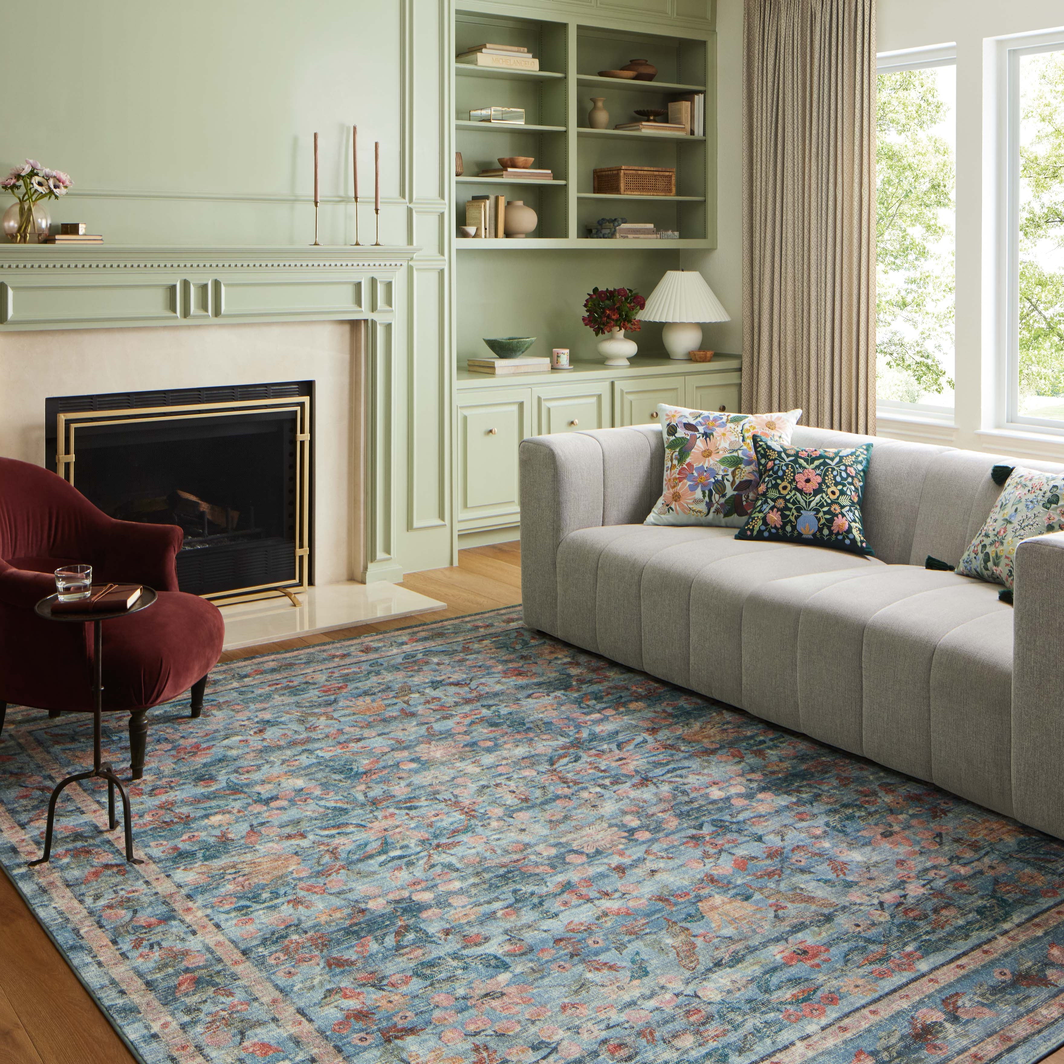 Rifle Paper Co. x Loloi Courtyard Eve Blue Rug 3-patterned rugs Loloi