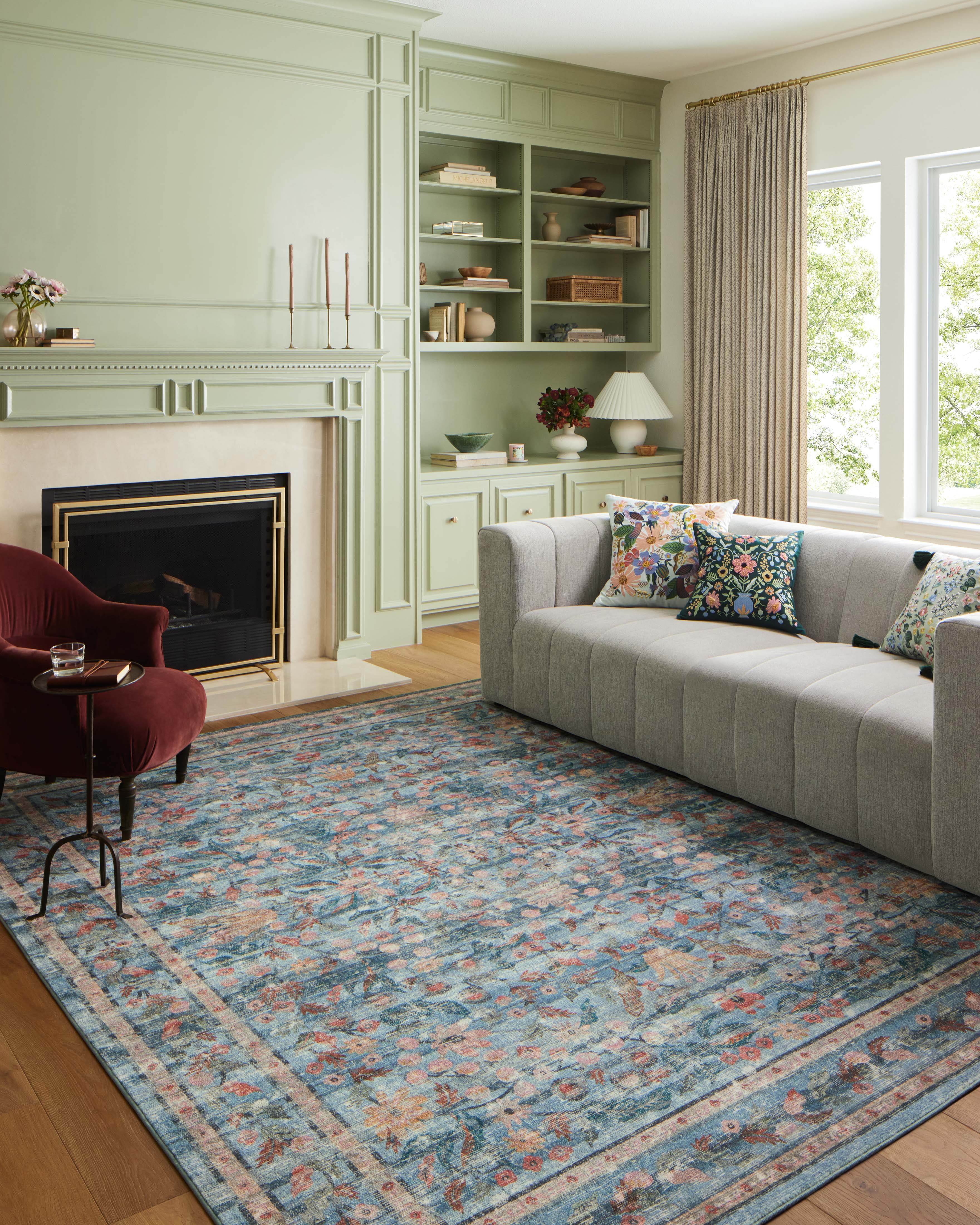 Rifle Paper Co. x Loloi Courtyard Eve Blue Rug 3-patterned rugs Loloi