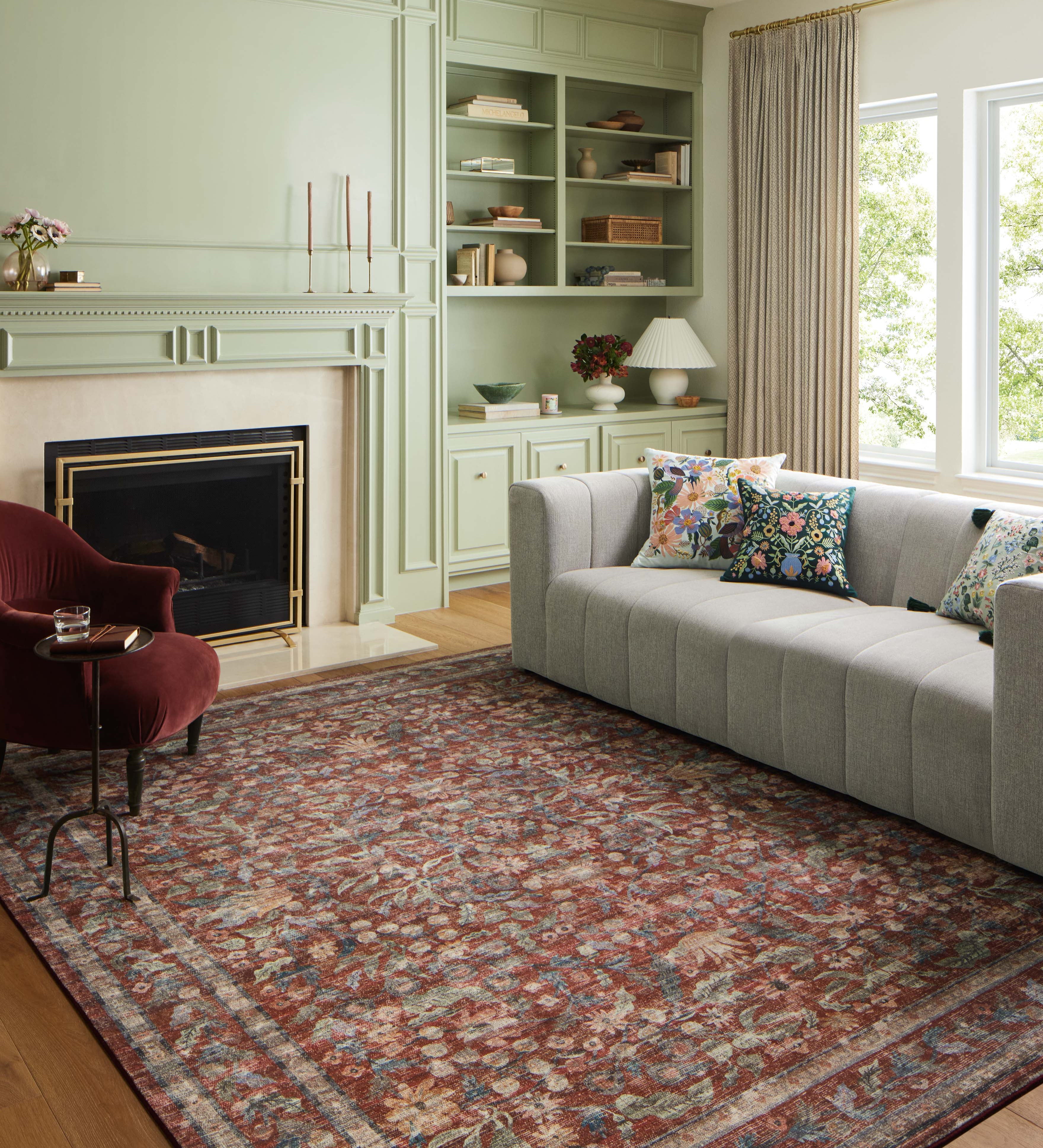 Rifle Paper Co. x Loloi Courtyard Crimson Oval Rug RUGS - synthetic Loloi