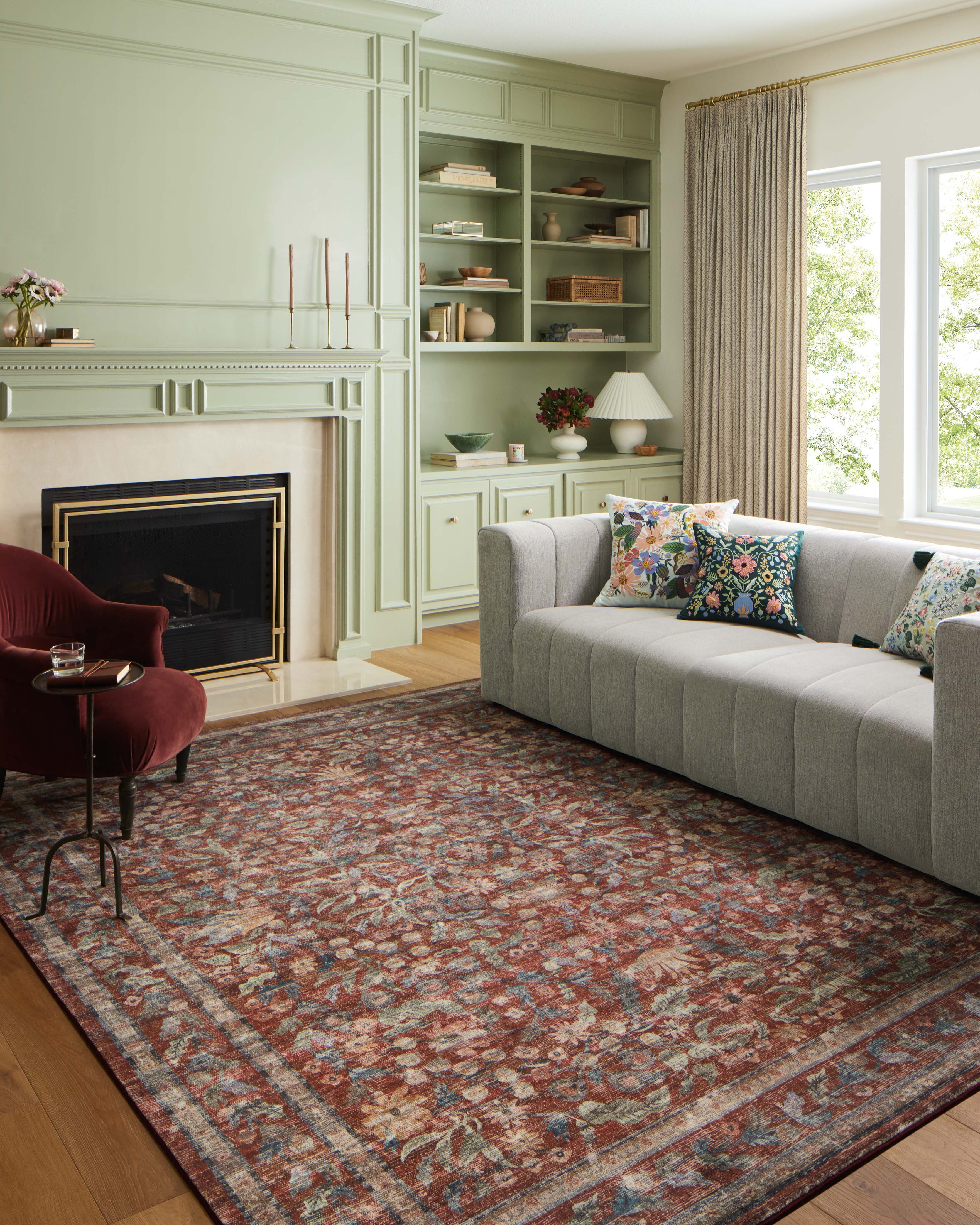 Rifle Paper Co. x Loloi Courtyard Crimson Rug RUGS - synthetic Loloi