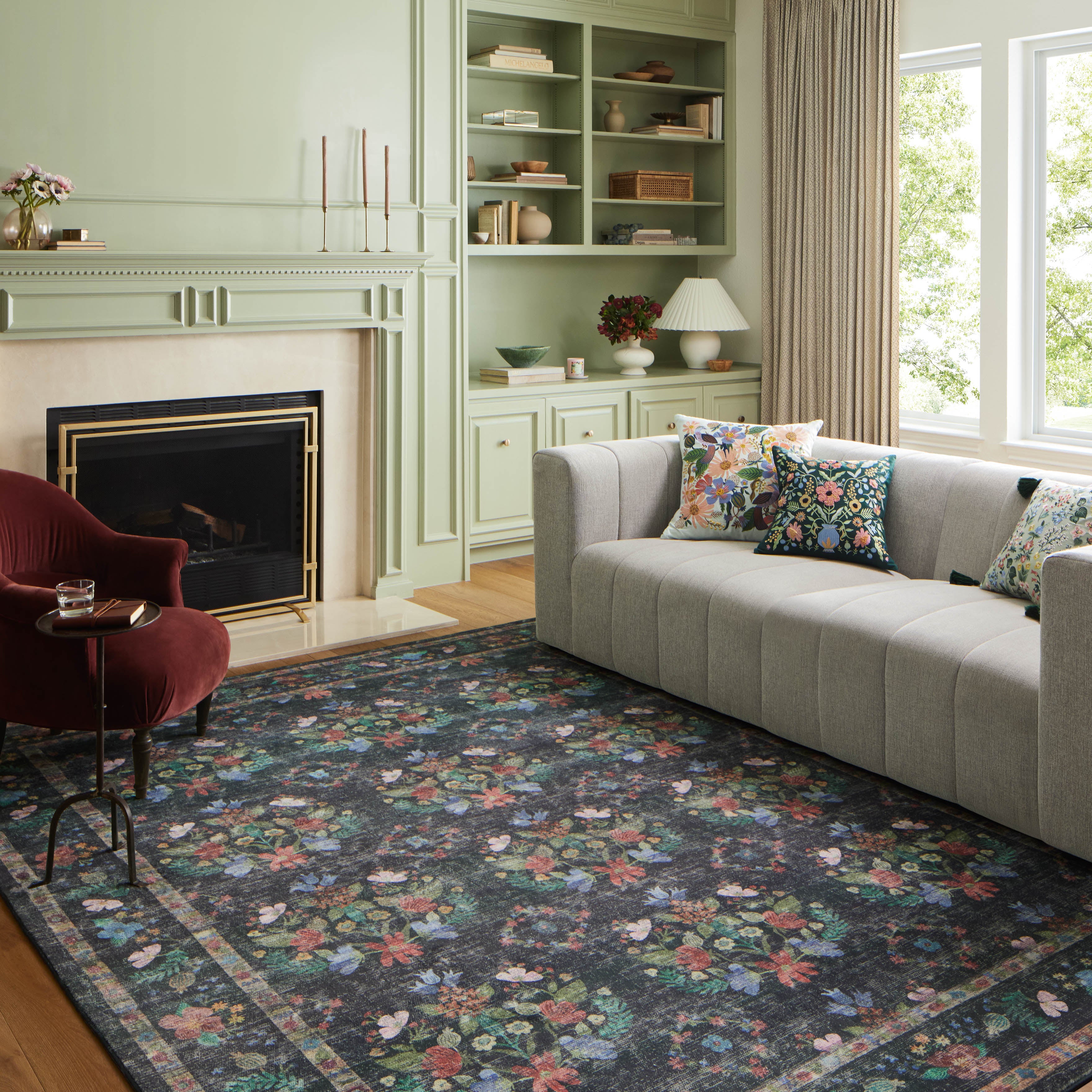 Rifle Paper Co. x Loloi Courtyard Seville Charcoal Rug 3-patterned rugs Loloi